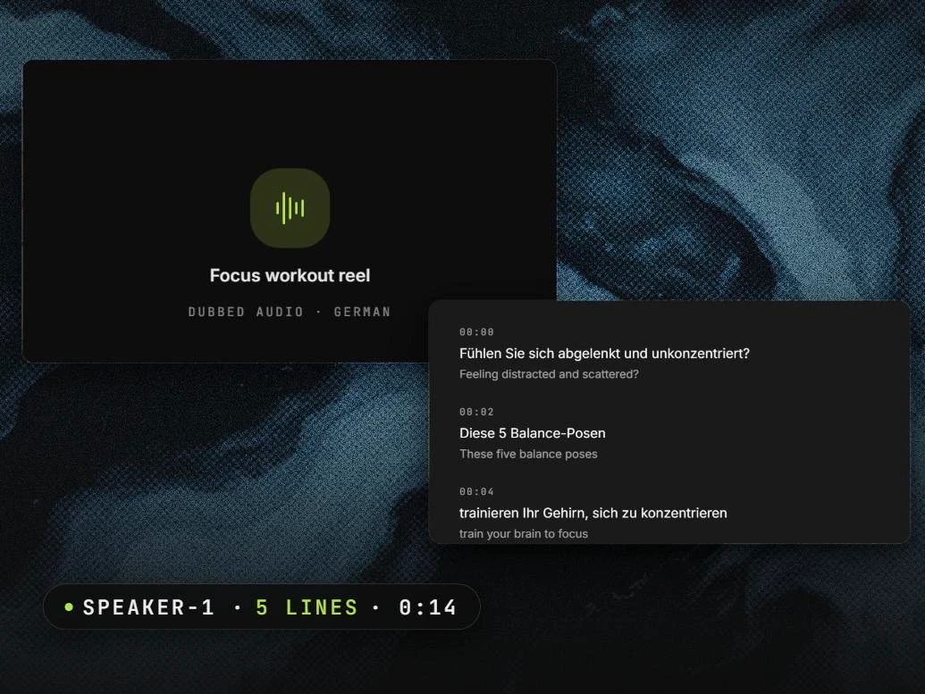 Dubsmith audio dubbing — chapter-aware, multi-speaker