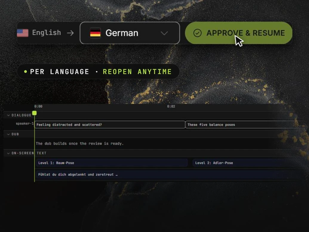 Dubsmith review editor with per-language approval