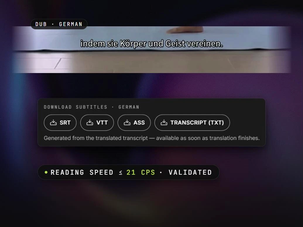 Dubsmith subtitle translator — reading-speed validation